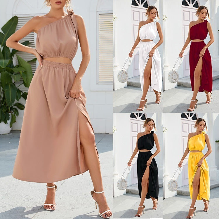 Damen Wickelkleid mit asymmetrischem Ausschnitt und Schwungvollem Saum WW