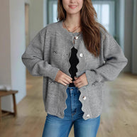 Damen Strickjacke mit verspieltem Knopf-Detail und schöner Struktur WW