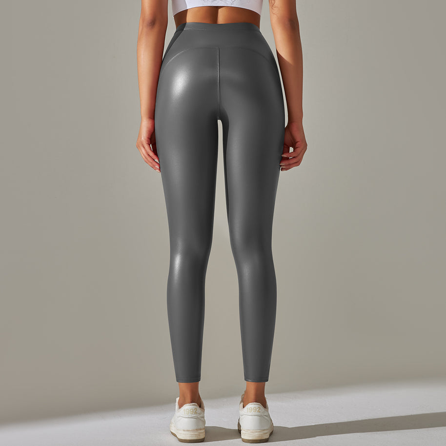 Damen Hochtaillierte, glänzende Fitness-Leggings mit sculptierendem Effekt WW