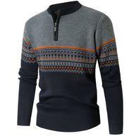 Herren Pullover mit modernem Reißverschluss und geometrischem Muster WW