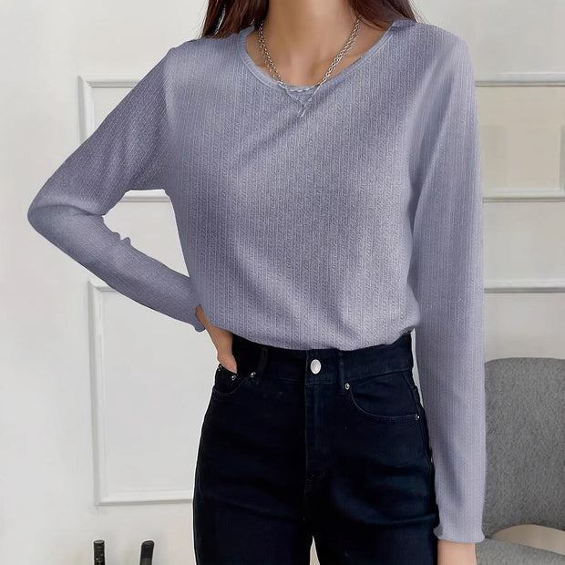 WW | Slim-Fit Vielseitiges Langarm Rundhals-T-Shirt