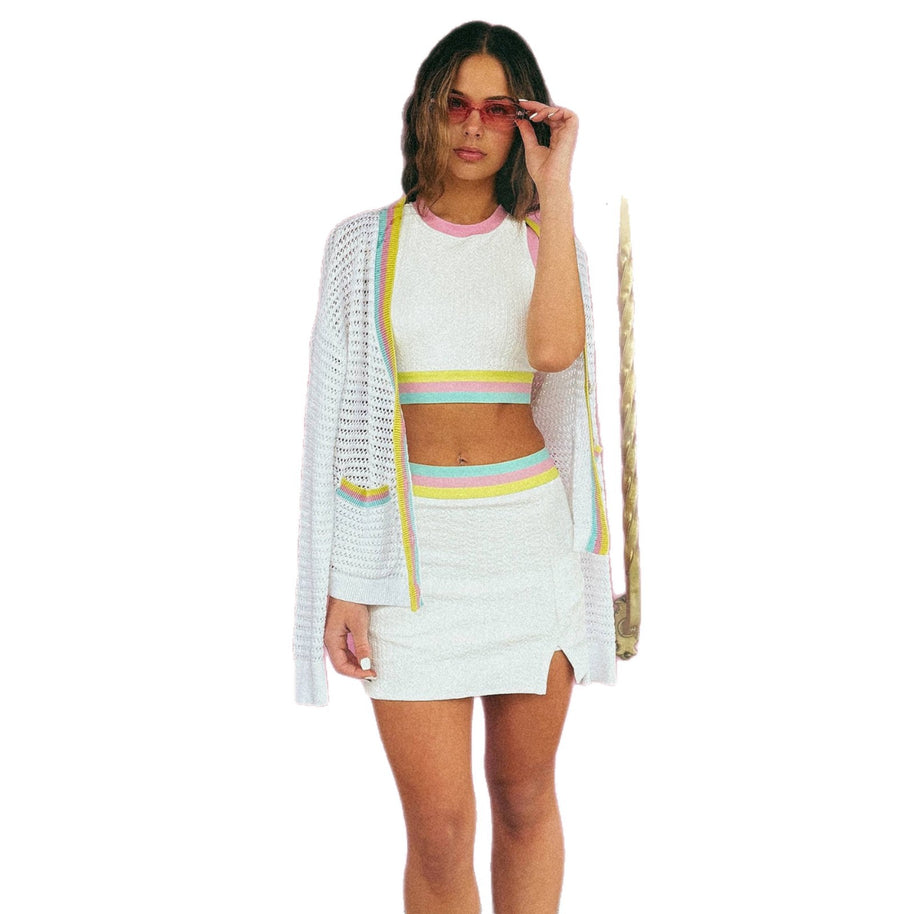 Damen sportliches Crop-Top und Minirock Set WW