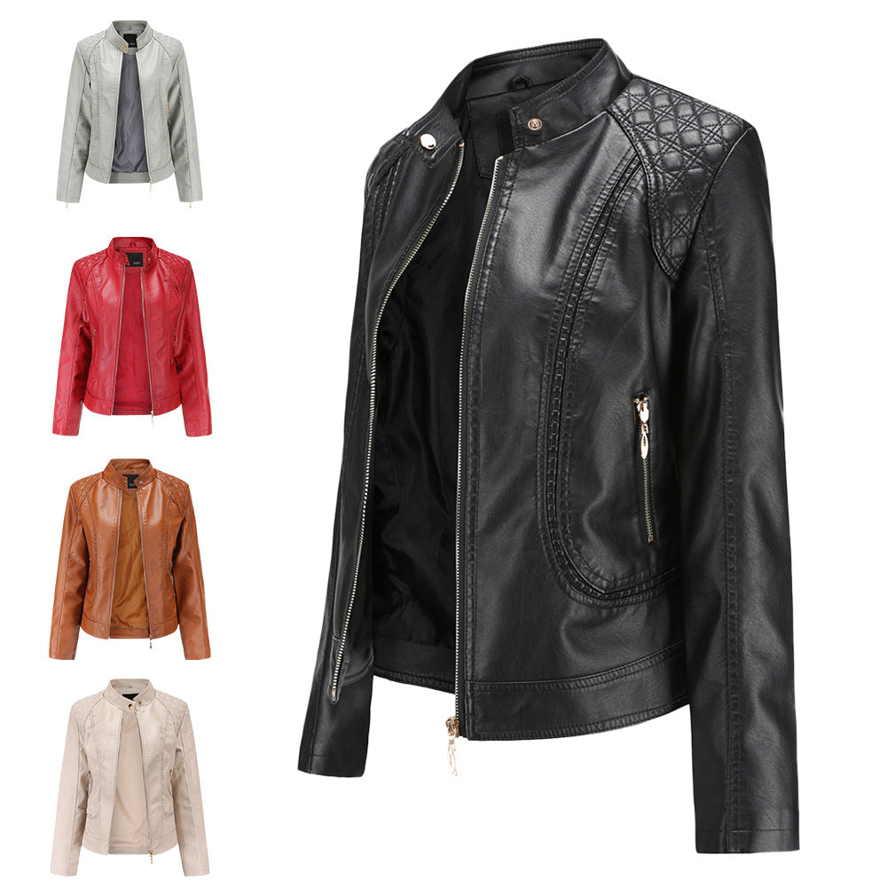 Damen Kunstlederjacke mit modischen Steppdetails WW