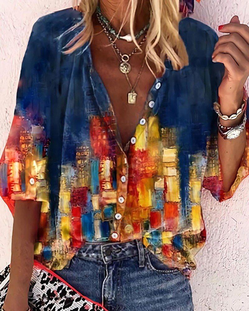 WW | Spitzenbestickte Boho Langarm Tunika Bluse