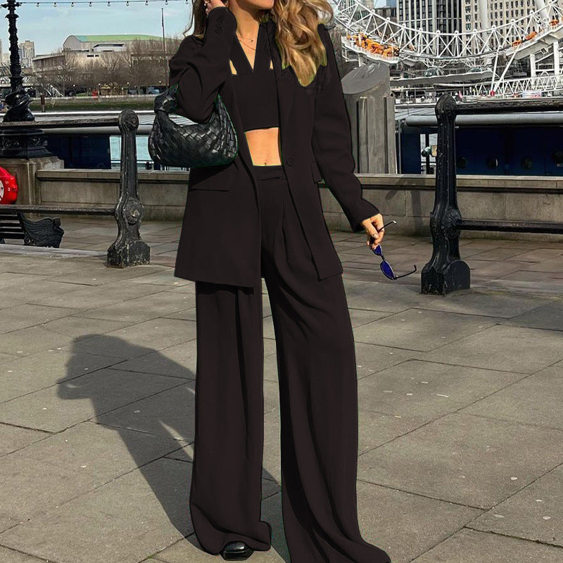 Damen Mode Set mit weitem Blazer und cropped Top WW