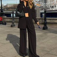 Damen Mode Set mit weitem Blazer und cropped Top WW