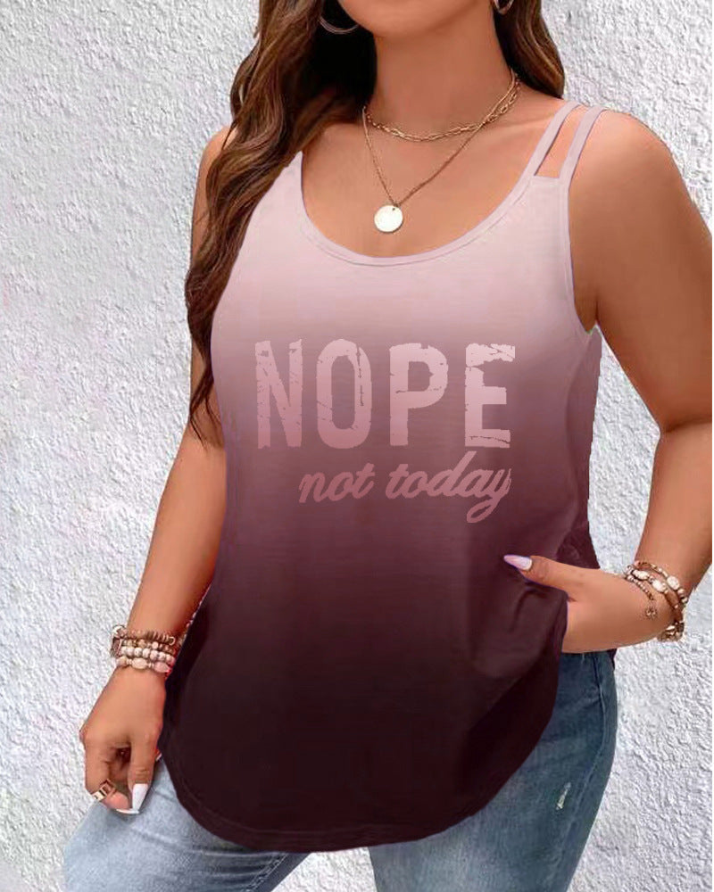 Damen lässiges Tanktop mit modernem Ombre-Effekt und lustigem Statement WW