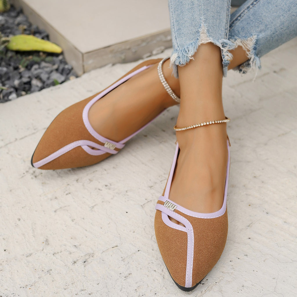 Damen spitz zulaufende Ballerinas mit eleganten Detailverzierungen WW