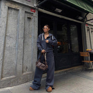 Damen sportlicher Fleece-Hoodie und lässige Jogginghose Set WW