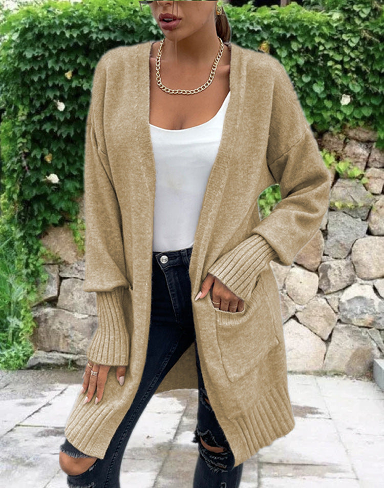 Damen Strickjacke mit geripptem Saum und praktischen Taschen WW