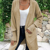 Damen Strickjacke mit geripptem Saum und praktischen Taschen WW