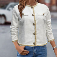 Damen elegante Jacke mit strukturiertem Stoff und modischen Knopfdetails W&W