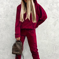 Damen Sportlicher Lounge-Set mit Kapuzenpullover und Hosen WW