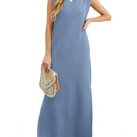 Damen komfortables Maxi-Kleid aus weichem Material mit schmalem Schnitt WW