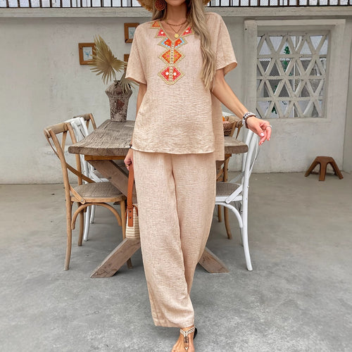 Damen Leichte, luftige Hosenanzug mit kunstvollen Stickereien W&W