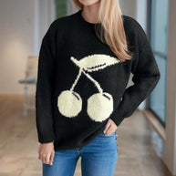 Damen Pullover mit verspieltem Kirschmotiv und weichem Strick WW