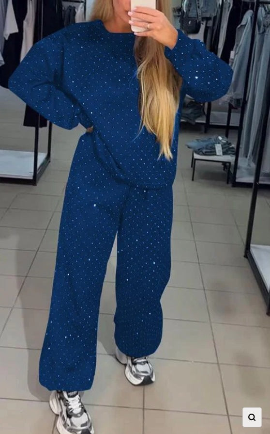 Damen Sportliches Lounge-Set mit gepunktetem Muster und elastischem Bund WW