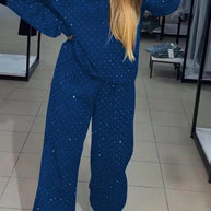 Damen Sportliches Lounge-Set mit gepunktetem Muster und elastischem Bund WW