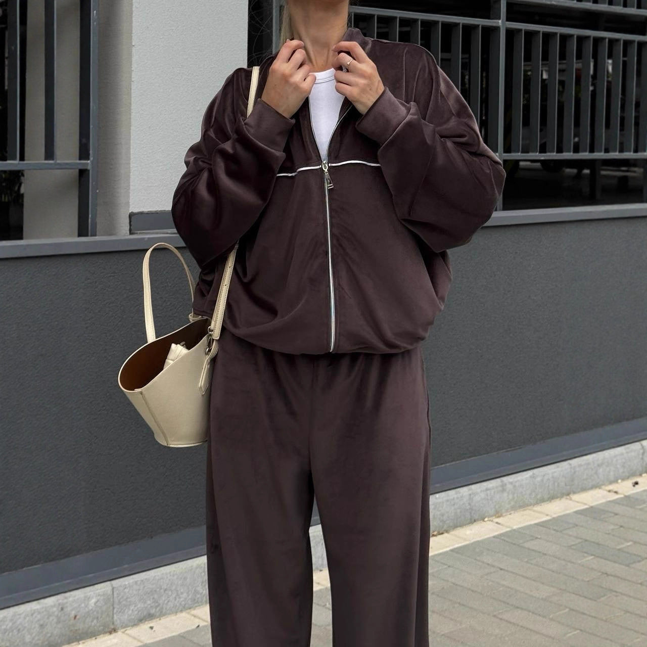 Damen Softes Relaxed-Fleece-Set mit hohem Bund WW