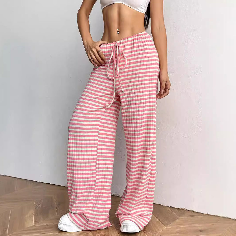 Damen weite Freizeithose mit elastischem Bund und Kordelzug WW