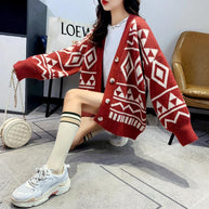 Damen Strickjacke mit geometrischem Muster WW