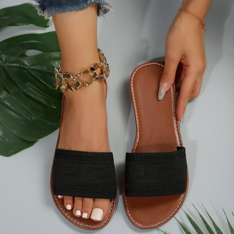 Damen Elastikband Rutschen Sandalen WW