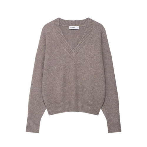 Damen Pullover mit V-Ausschnitt und feinem Strick WW