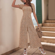Damen Oversized Jumpsuit mit Puffärmeln und elastischem Taillenbund WW