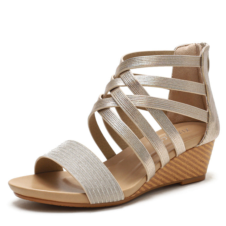Damen Wedge-Sandalen mit elegantem geflochtenem Riemendesign und bequemer Laufsohle WW