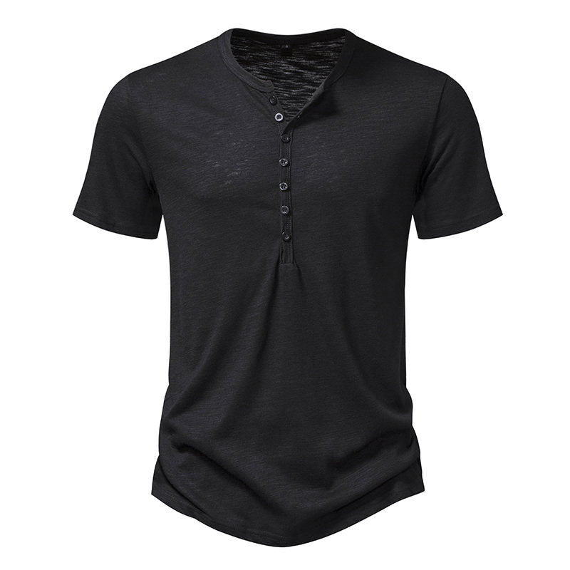 Herren Freizeit Kurzarm Henley Shirt WW