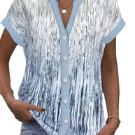 Damen lässige Bluse mit modernen Streifen und Knopfdetails WW