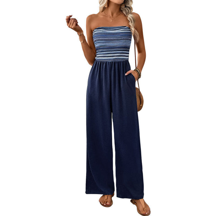 Damen Jumpsuit mit Bandeau-Oberteil und weitem Bein W&W Mode