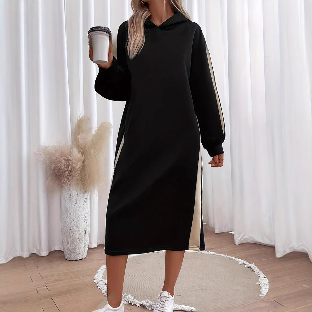 Damen Freizeit Kapuzen-Maxikleid mit Seitenteilen WW