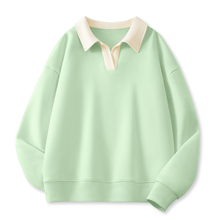 Damen Stilvolles V-Ausschnitt Fleece Pullover Sweatshirt WW