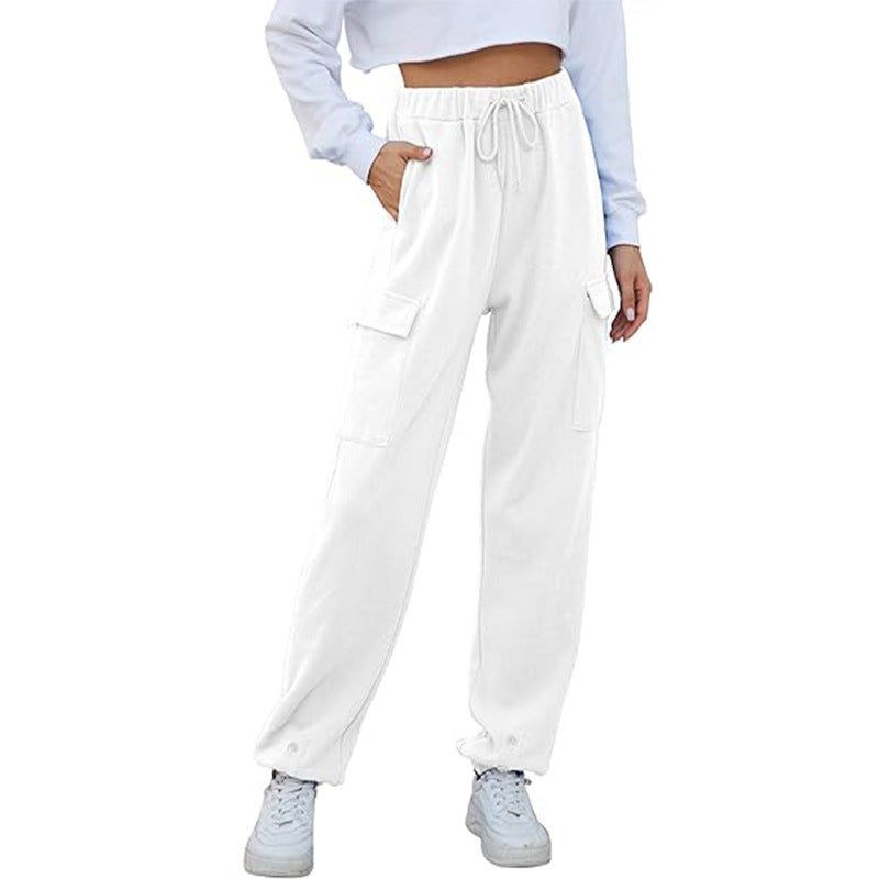Damen Cargo-Relaxed-Fit Hose mit verstellbarem Bund und großen Taschen WW