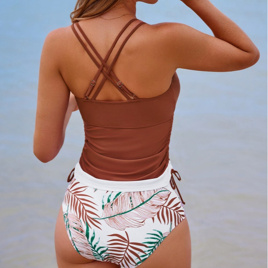 Damen Tankini-Set mit modischem Streifenmuster und verstellbaren Trägern WW