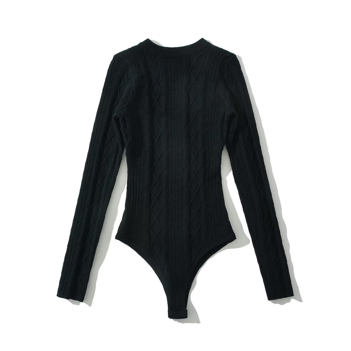 Damen Langarm Bodysuit mit strukturiertem Design W&W Mode