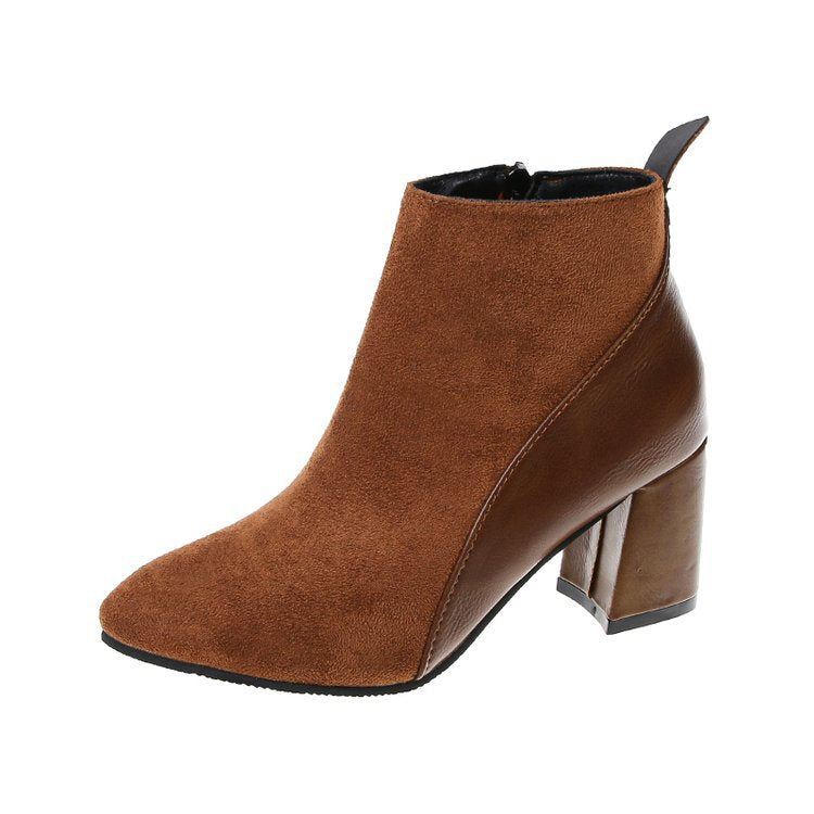 Damen modische und elegante Ankle-Boots mit trendigem Blockabsatz W&W