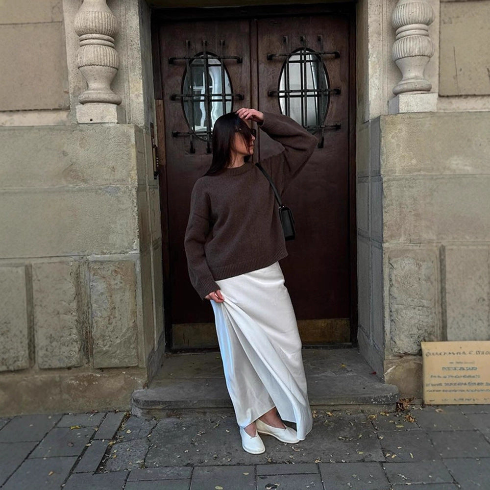 Damen Bequemer Oversized Crewneck Pullover WW