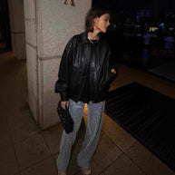 Damen Stilvolle Lederjacke mit lässigem Schnitt und praktischen Taschen WW