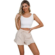 Damen Kurzshorts mit fröhlichem Volant und elastischem Bund WW