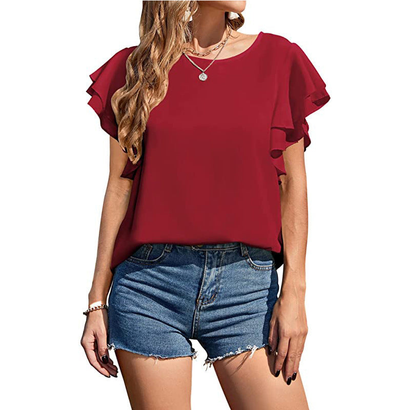 Damen Romantic Rüschenbluse mit leichtem Schnitt WW