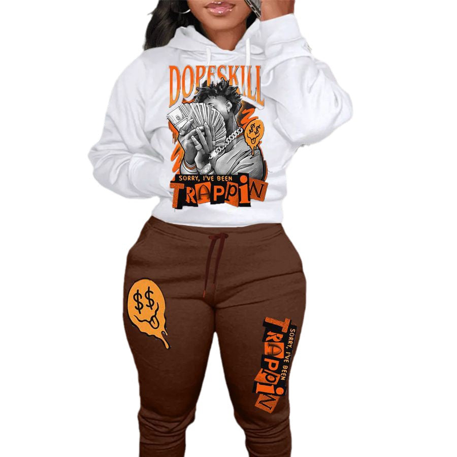 Damen bequeme Hoodie und Jogginghose Set mit kreativem Druck WW