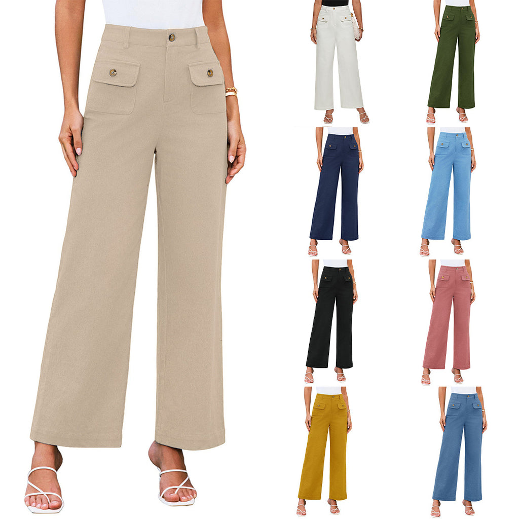 Damen weite Cargo-Hosen mit seitlichen Taschen und hohem Bund WW