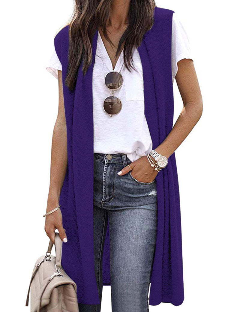 Damen offene Strickjacke mit lässigem Schnitt und langen Seitenpartien WW
