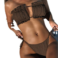 Damen Bandeau-Bikini mit verspieltem Rüschendesign und elastischem Material WW