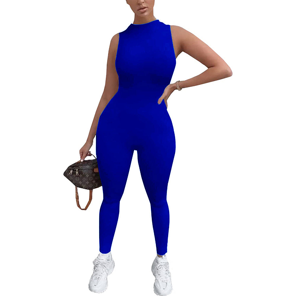 Damen All-in-One Jumpsuit mit tiefem Ausschnitt und figurbetontem Schnitt W&W Mode