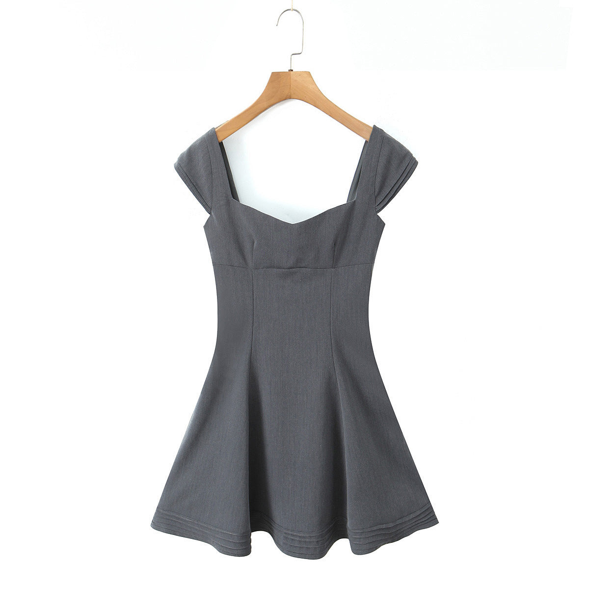 Damen A-Linien Kleid mit schickem Herz-Ausschnitt und eleganten Puffärmeln WW