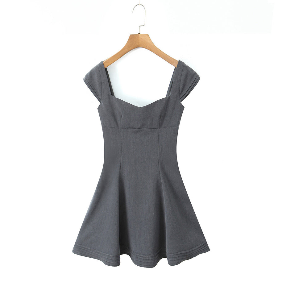 Damen A-Linien Kleid mit schickem Herz-Ausschnitt und eleganten Puffärmeln WW