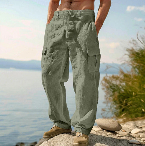 Herren lässige Cargo-Relax-Hose mit verstellbarem Bund und praktischen Seitentaschen WW